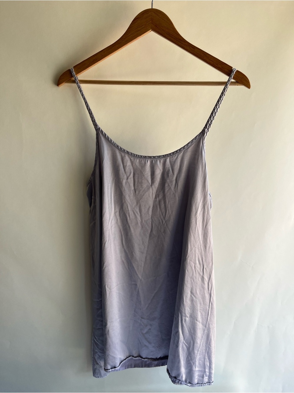 PJ Harlow Rowen Braided Spaghetti Strap Satin Pajama Blouse Top Shirt EUC